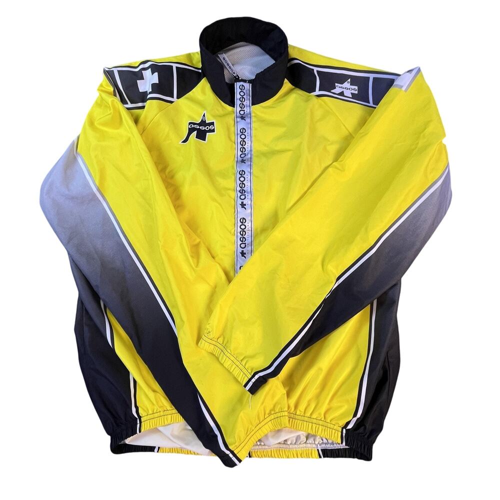 Assos Jacket Mens XL Yellow Black Cycling Windbreaker Reflective Swiss Made